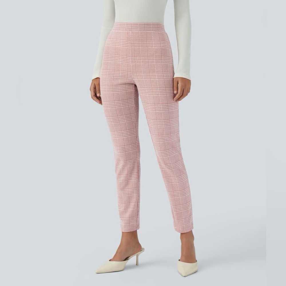 HALARA Pink Plaid Women's Pants